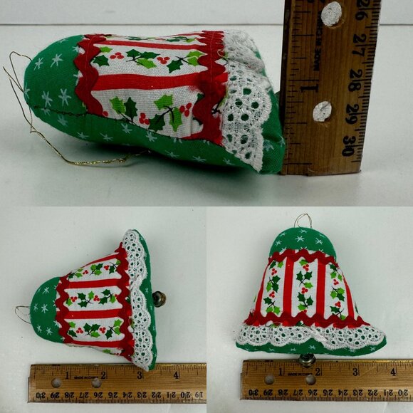 Vtg 1984 Calico Christmas Scented Cloth Ornament Bell Shape w Original Box READ - Picture 3 of 11
